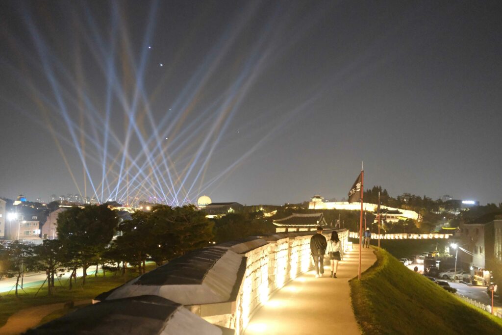 Hwaseong Fortress at night